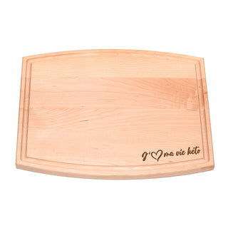 Planche à découper en érable ''J'aime Ma Vie Keto''