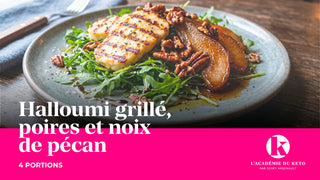 Halloumi grillé, poires et noix de pécan
