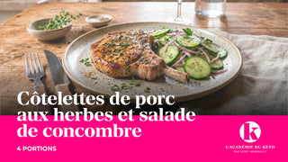 Côtelettes de porc aux herbes et salade de concombre