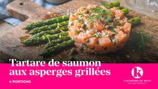 Tartare de saumon aux asperges grillées