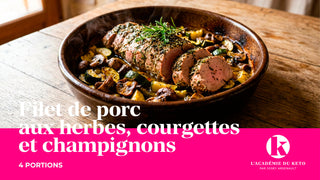 Filet de porc aux herbes, courgettes et champignons