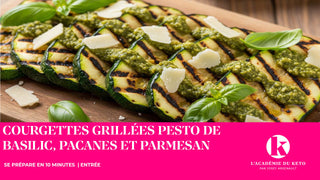 Courgettes grillées pesto de basilic & pacanes, copeaux de parmesan