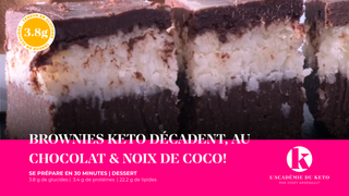 BROWNIES Keto décadent, au chocolat & noix de coco!