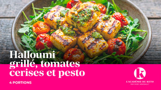 Halloumi grillé, tomates cerises et pesto